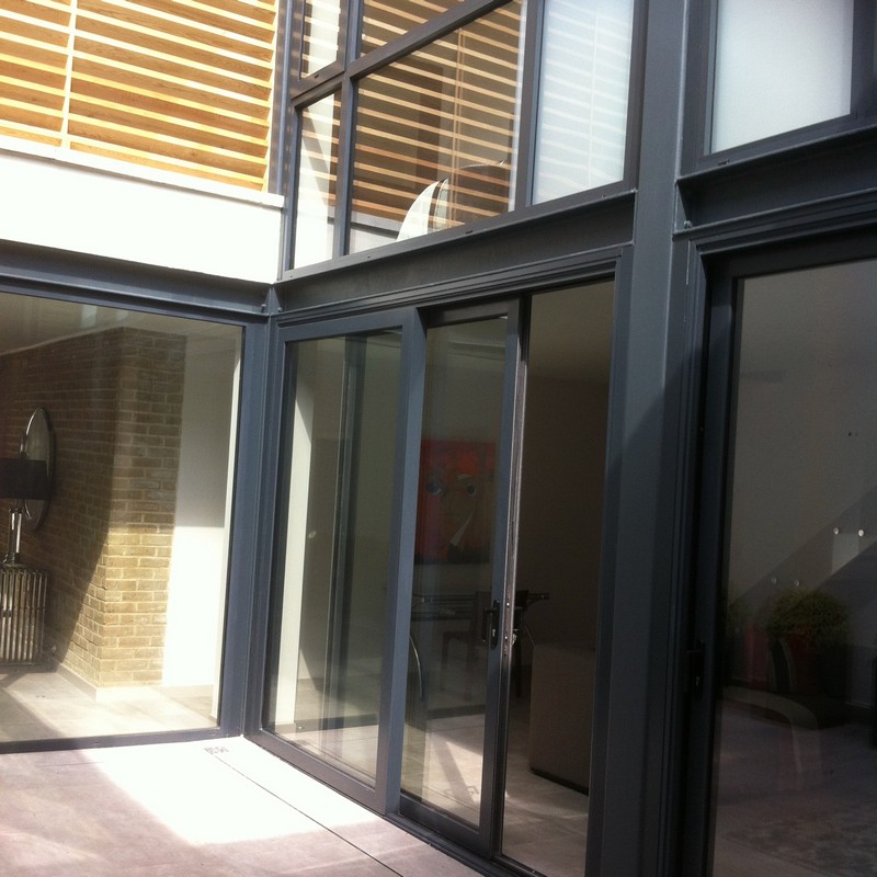 Anthracite aluminium sliding patio doors fitted in Eltham